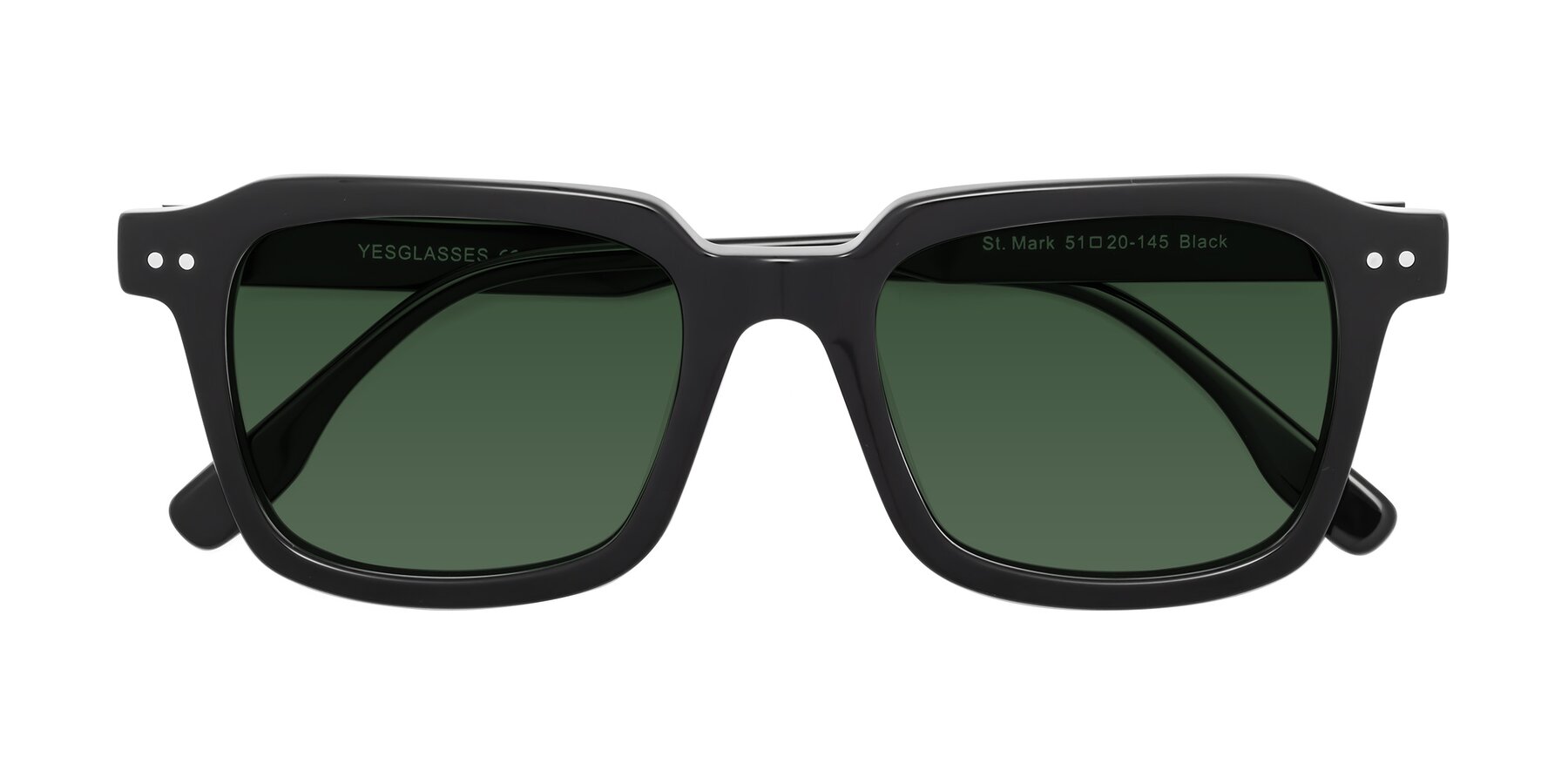 Folded Front of St. Mark in Black with Green Tinted Lenses