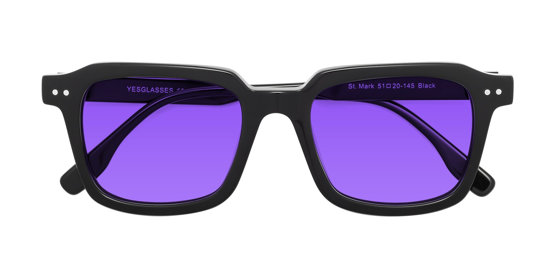 Folded Front of St. Mark in Black with Purple Tinted Lenses