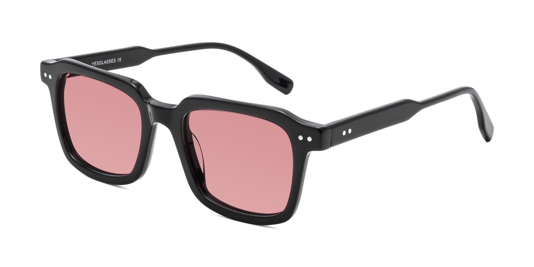 Angle of St. Mark in Black with Medium Garnet Tinted Lenses