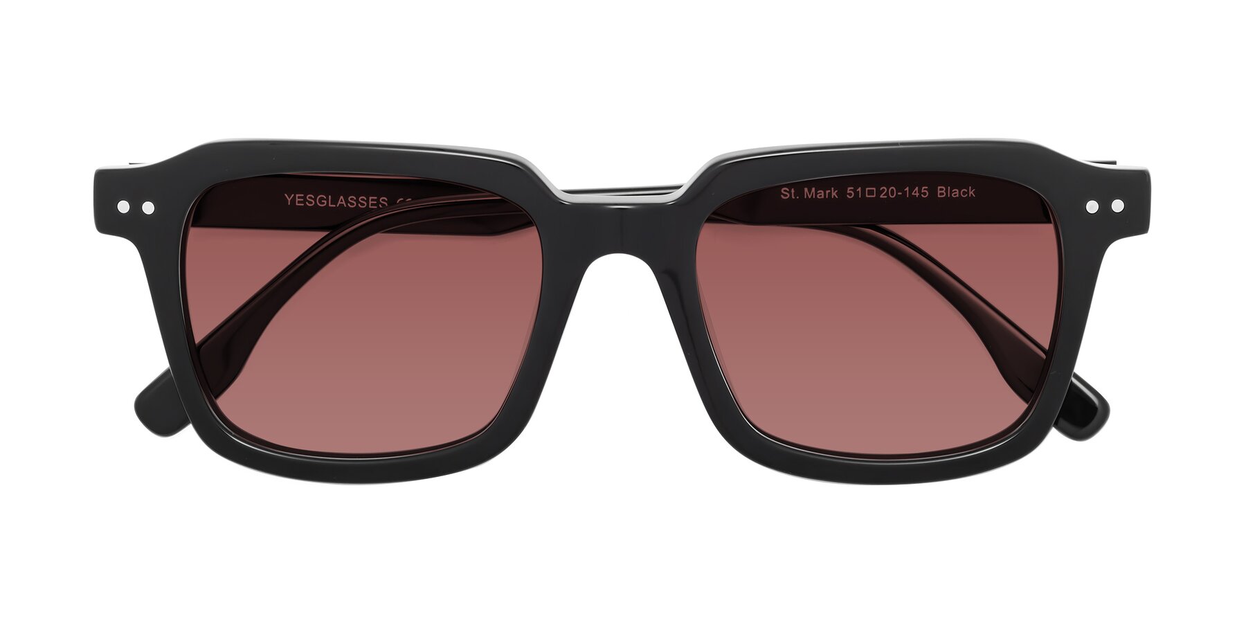 Folded Front of St. Mark in Black with Garnet Tinted Lenses