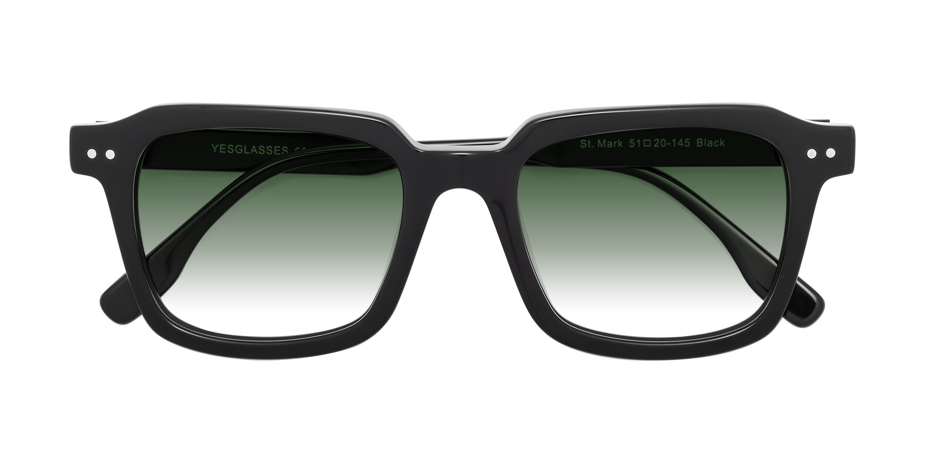 Folded Front of St. Mark in Black with Green Gradient Lenses
