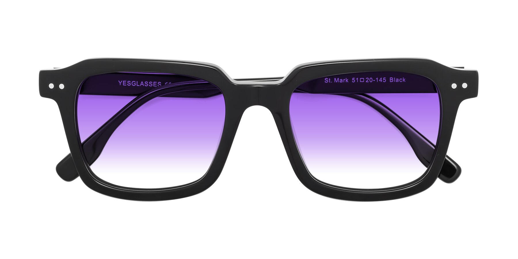 Folded Front of St. Mark in Black with Purple Gradient Lenses
