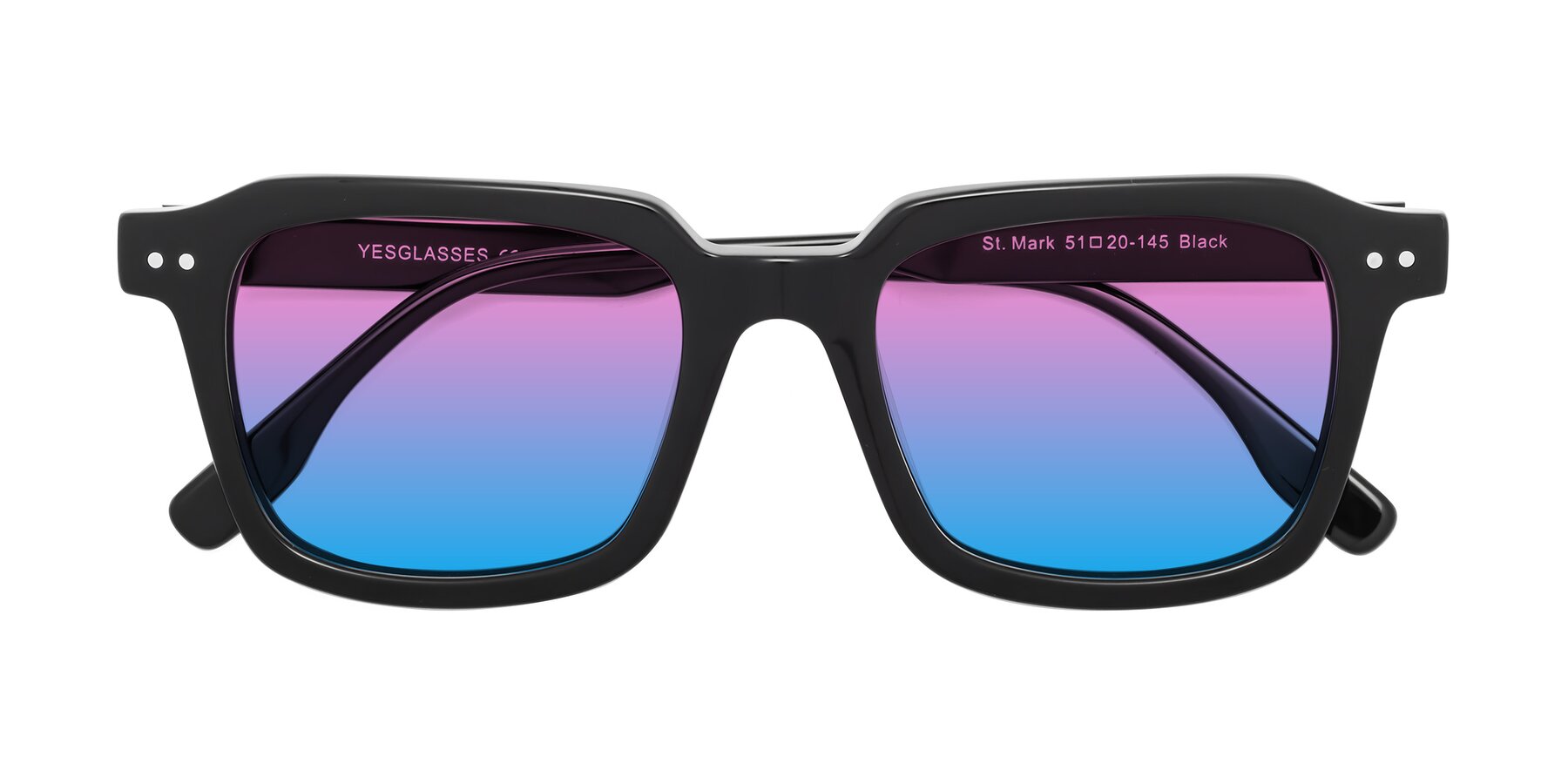 Folded Front of St. Mark in Black with Pink / Blue Gradient Lenses