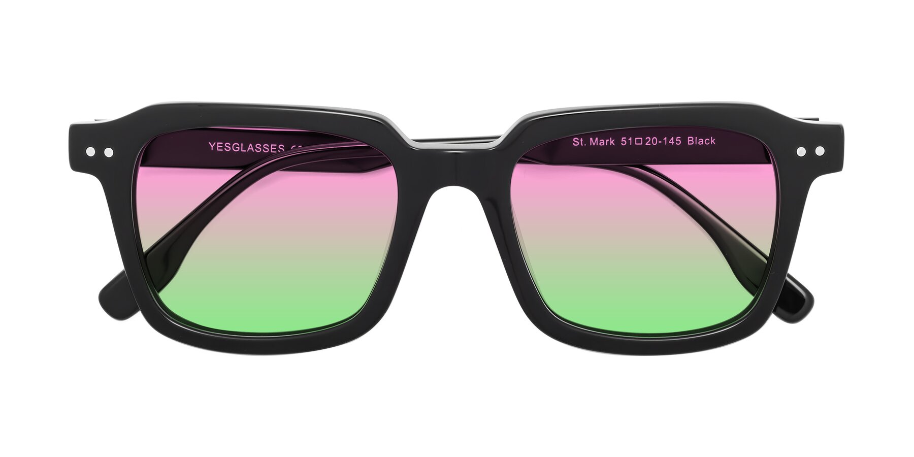 Folded Front of St. Mark in Black with Pink / Green Gradient Lenses