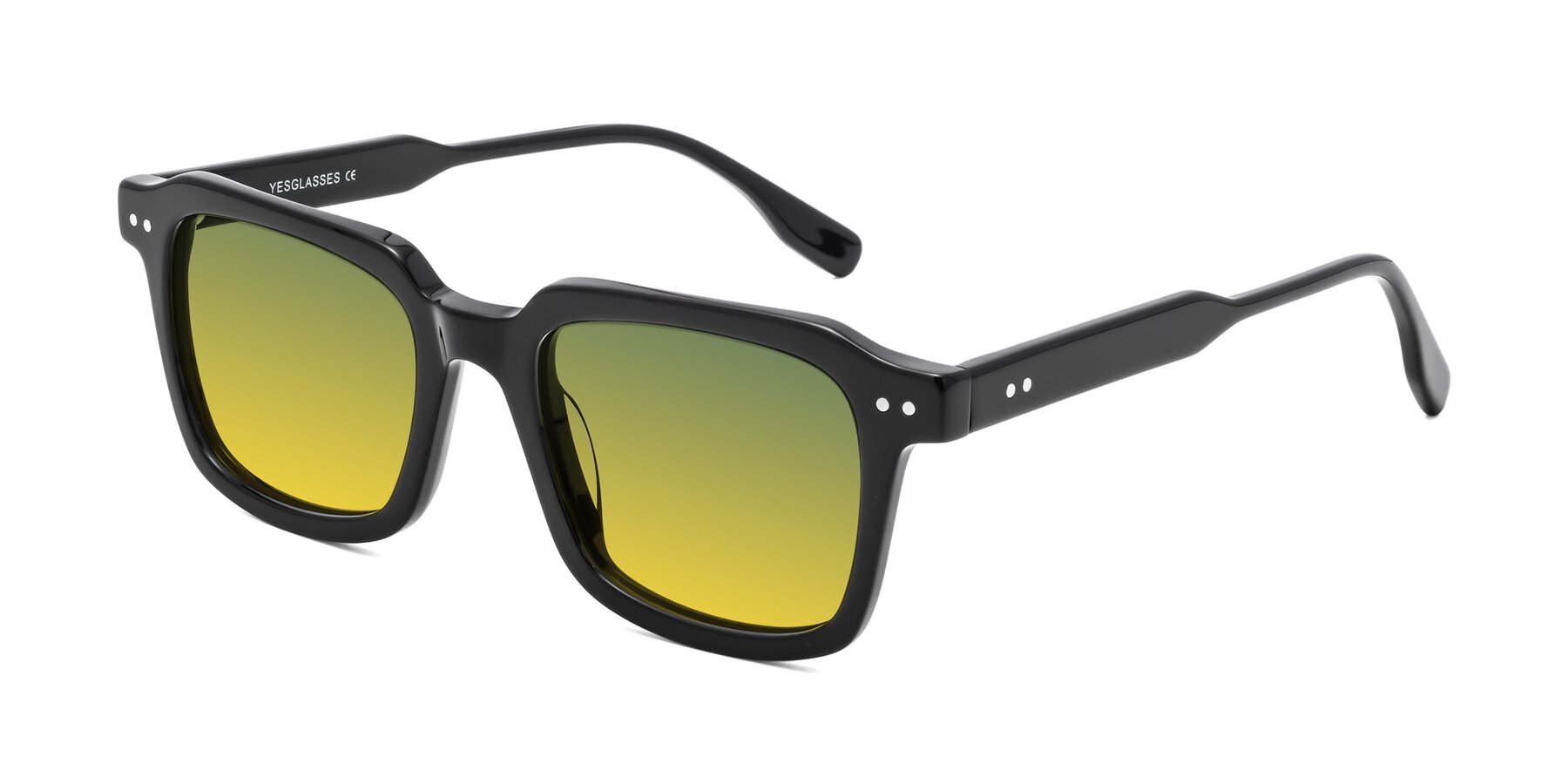 Angle of St. Mark in Black with Green / Yellow Gradient Lenses