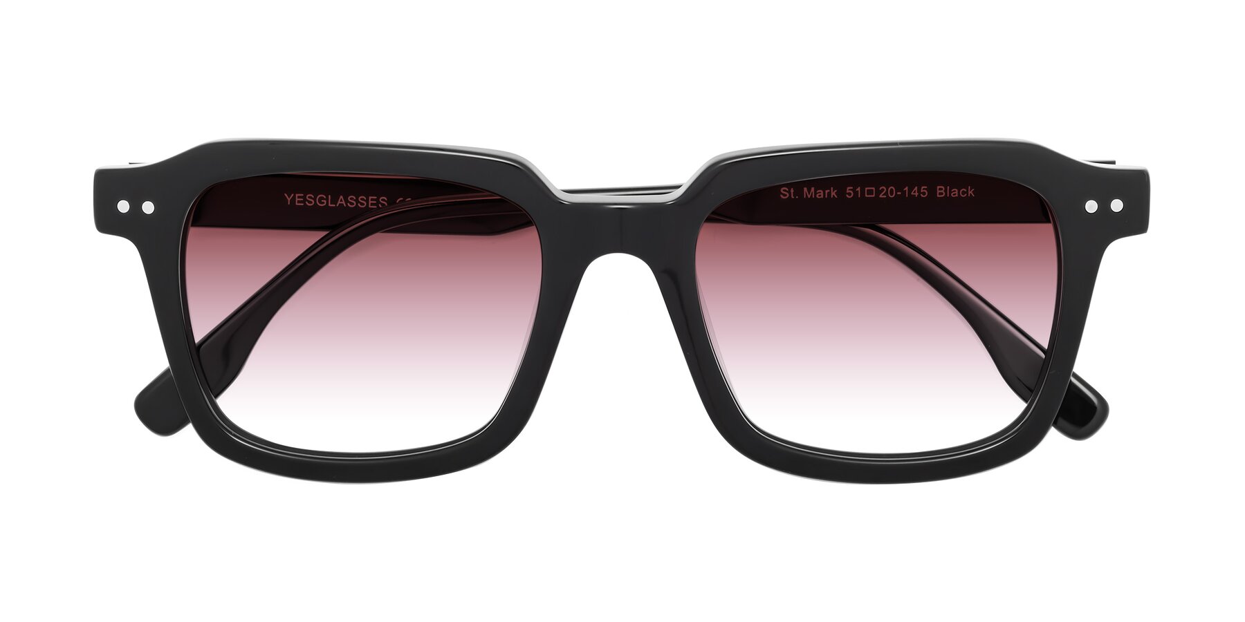 Folded Front of St. Mark in Black with Garnet Gradient Lenses