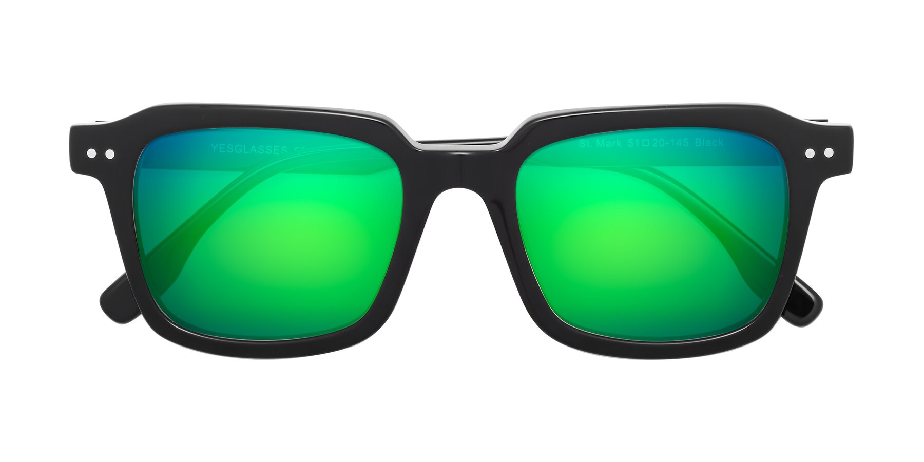 Folded Front of St. Mark in Black with Green Mirrored Lenses