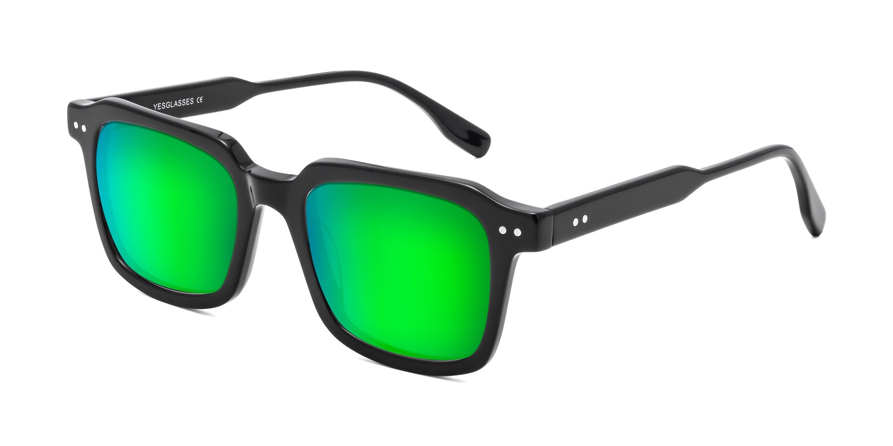 Angle of St. Mark in Black with Green Mirrored Lenses