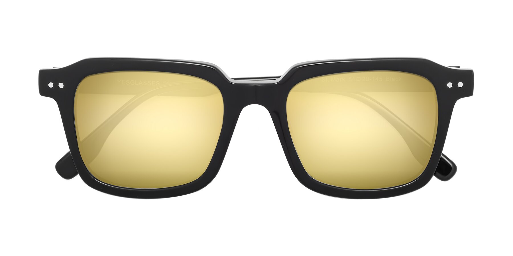 Folded Front of St. Mark in Black with Gold Mirrored Lenses