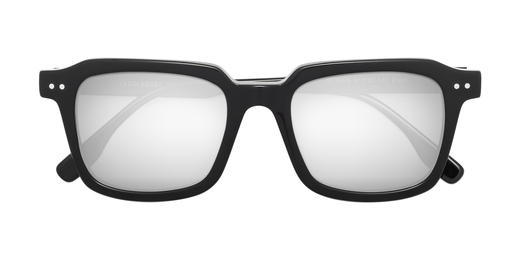 Folded Front of St. Mark in Black with Silver Mirrored Lenses