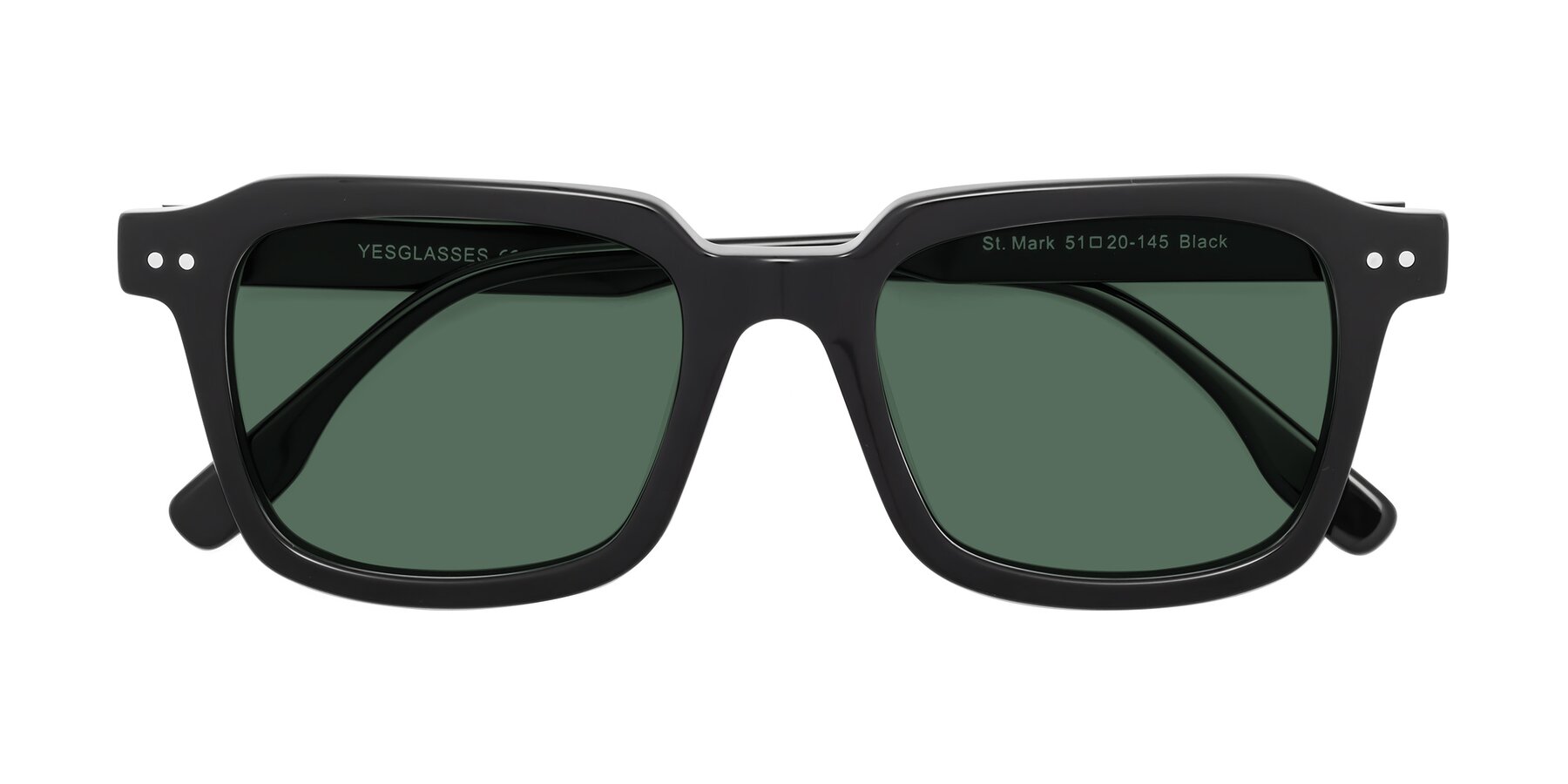 Folded Front of St. Mark in Black with Green Polarized Lenses