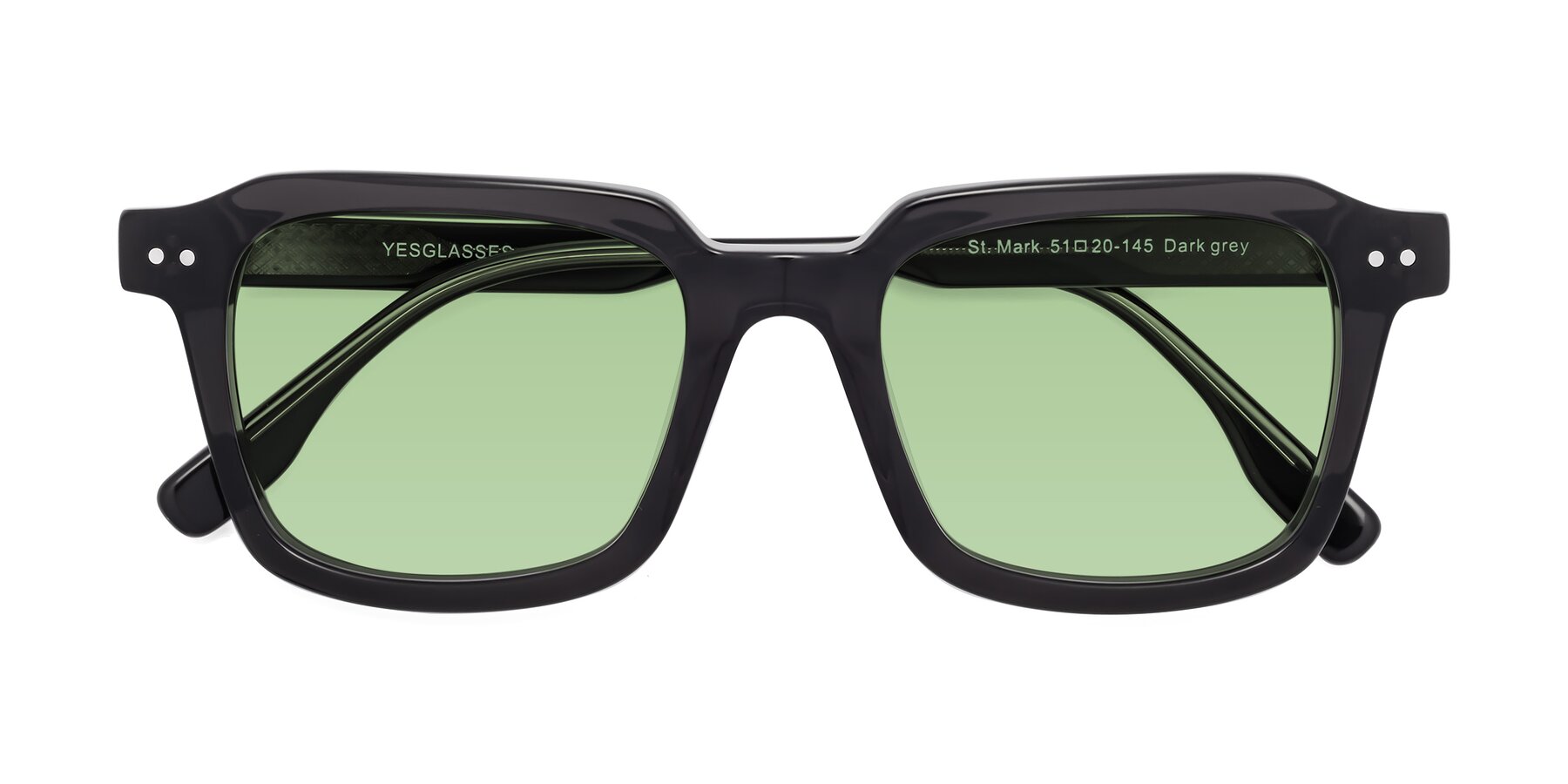 Folded Front of St. Mark in Dark Gray with Medium Green Tinted Lenses