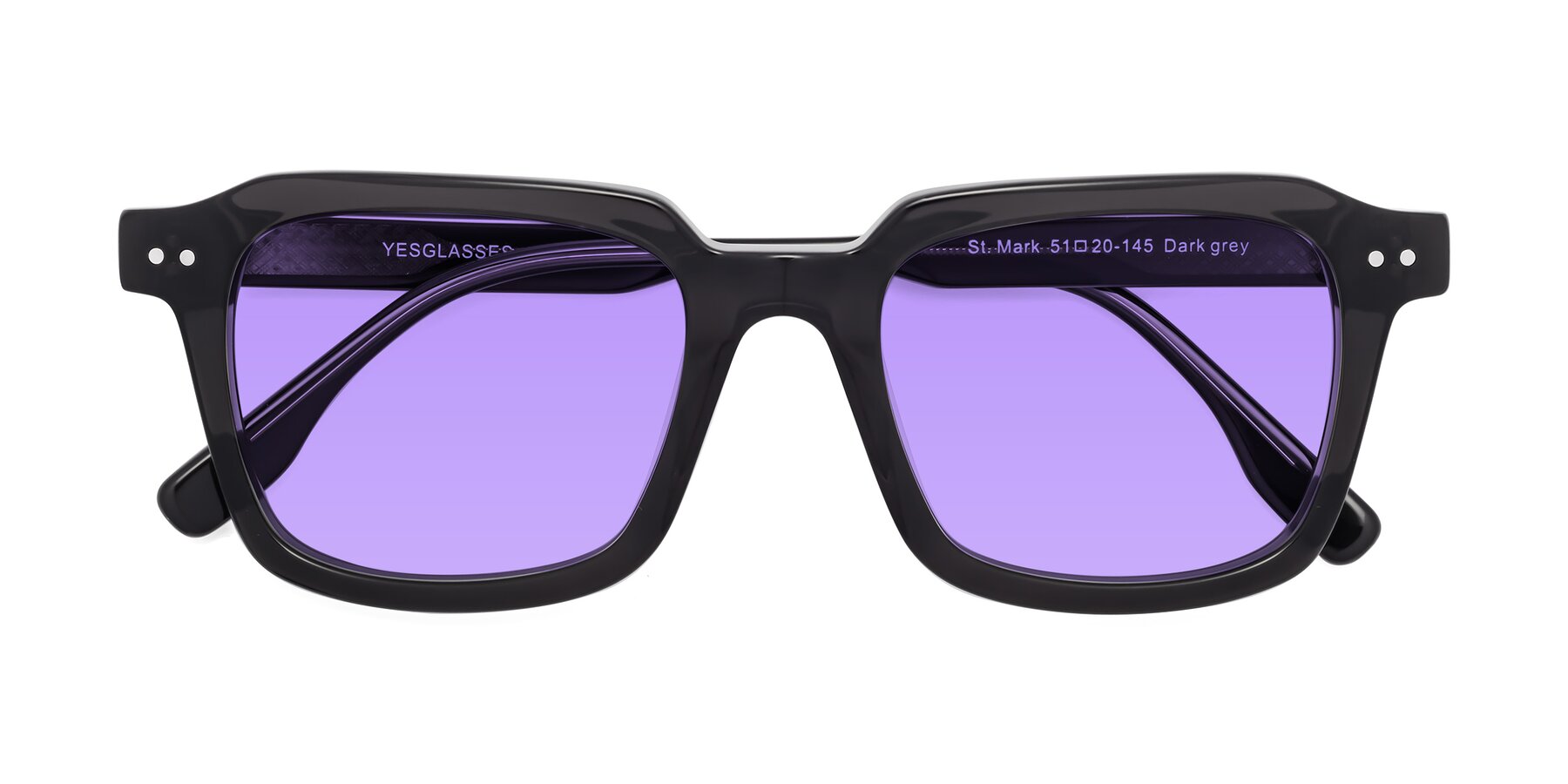Folded Front of St. Mark in Dark Gray with Medium Purple Tinted Lenses