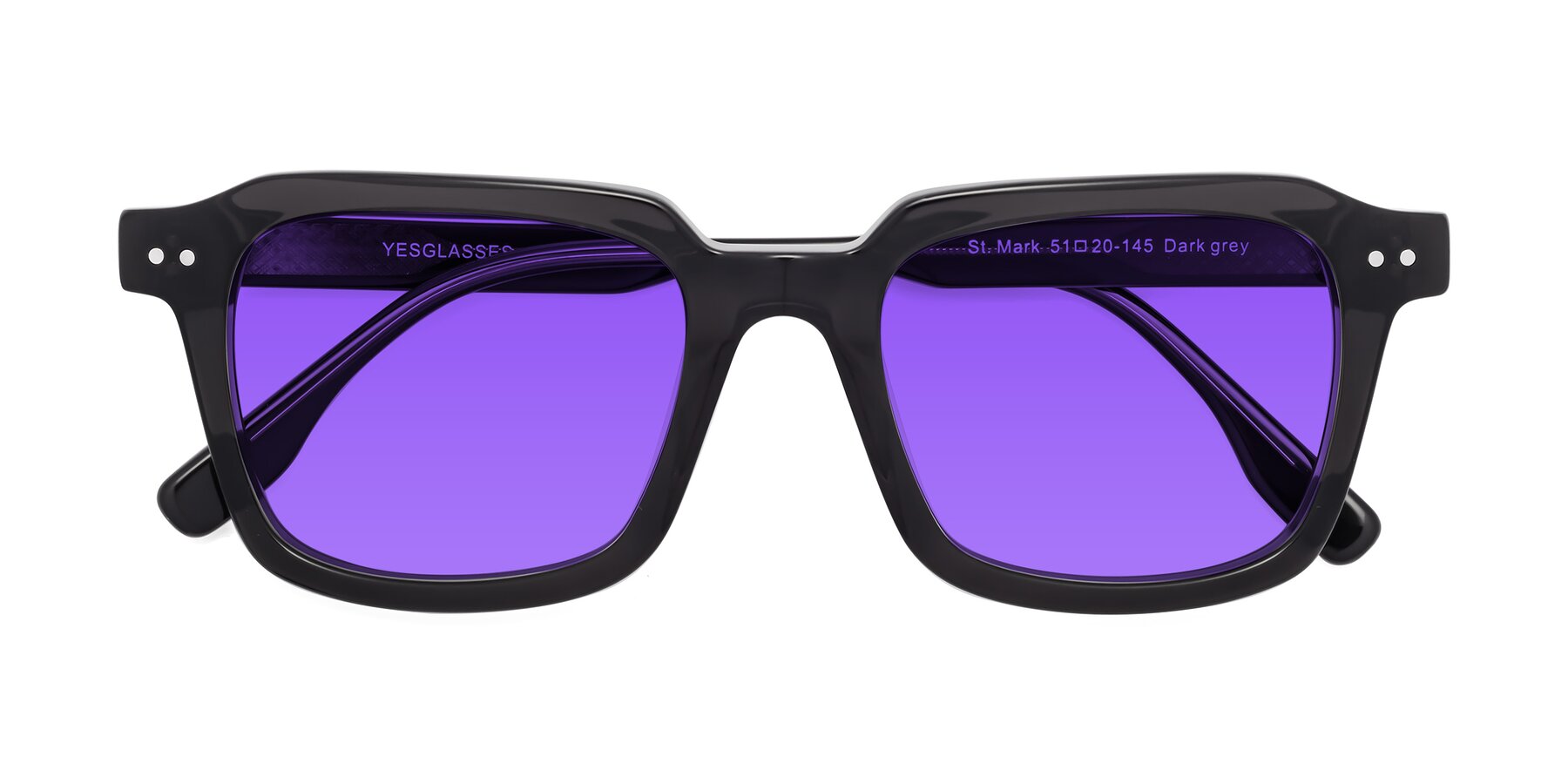 Folded Front of St. Mark in Dark Gray with Purple Tinted Lenses