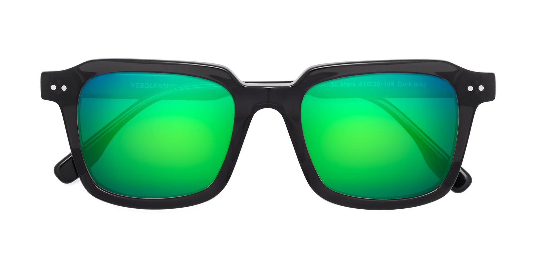 Folded Front of St. Mark in Dark Gray with Green Mirrored Lenses