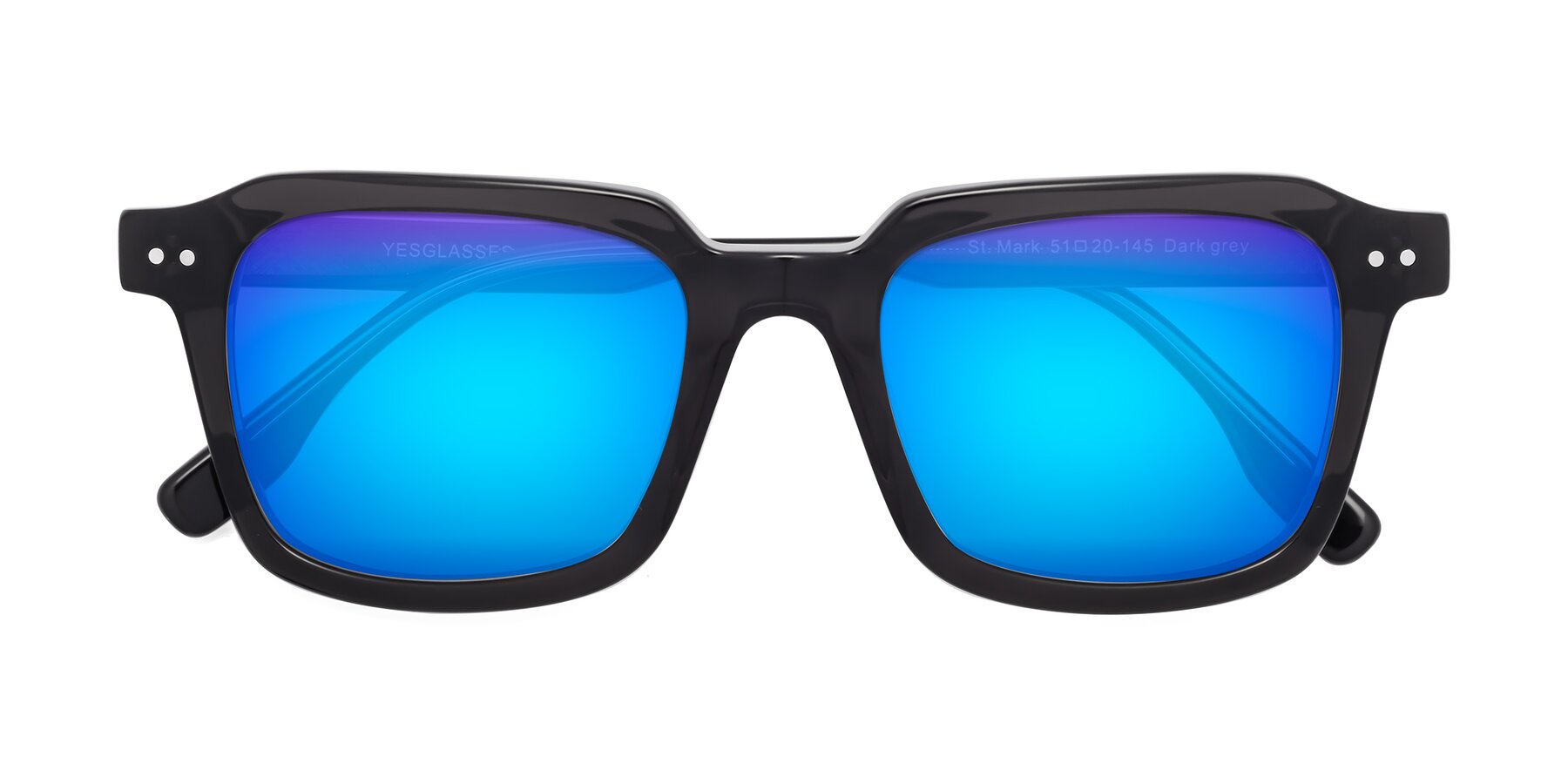 Folded Front of St. Mark in Dark Gray with Blue Mirrored Lenses