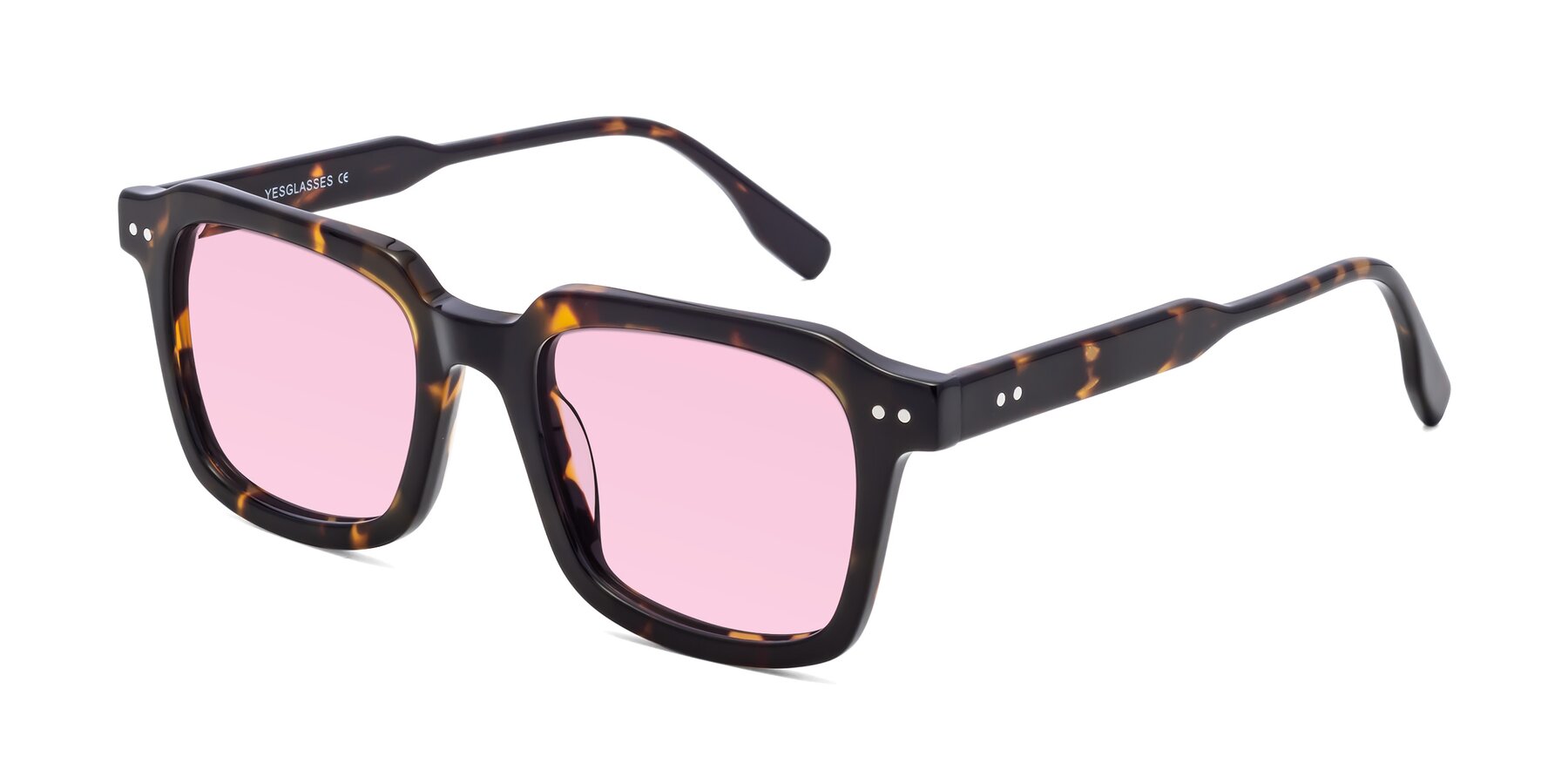 Angle of St. Mark in Tortoise with Light Pink Tinted Lenses