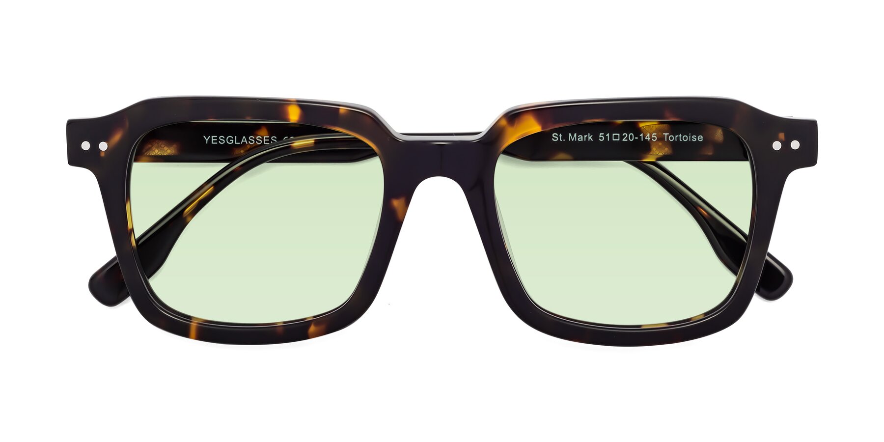 Folded Front of St. Mark in Tortoise with Light Green Tinted Lenses