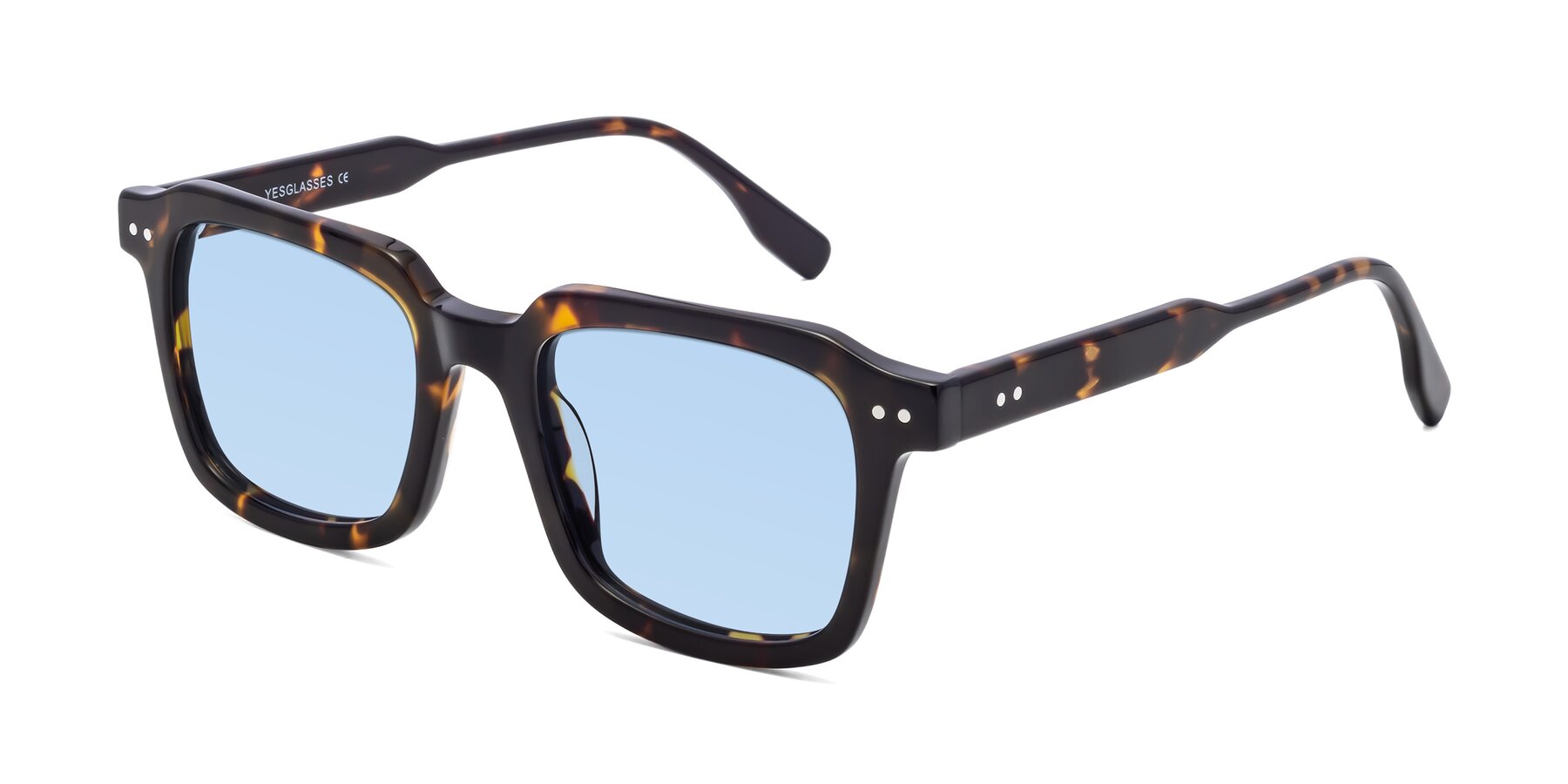 Angle of St. Mark in Tortoise with Light Blue Tinted Lenses