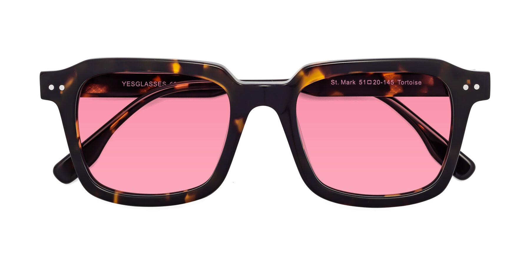 Folded Front of St. Mark in Tortoise with Pink Tinted Lenses