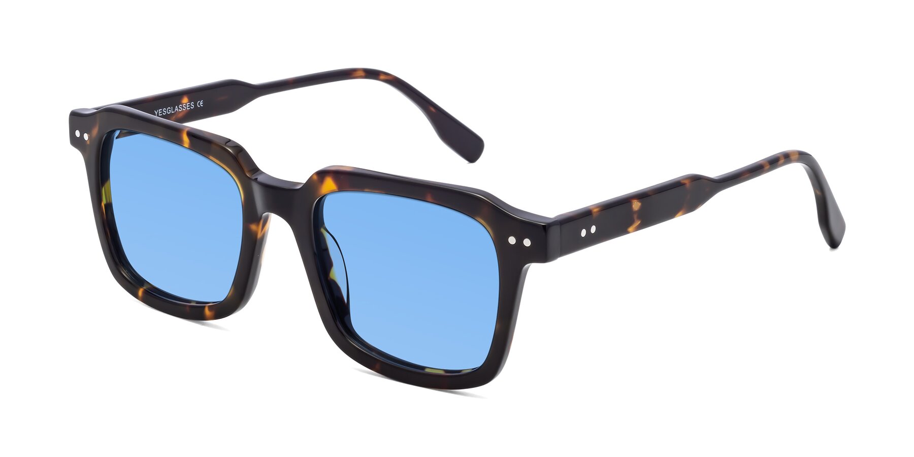 Angle of St. Mark in Tortoise with Medium Blue Tinted Lenses