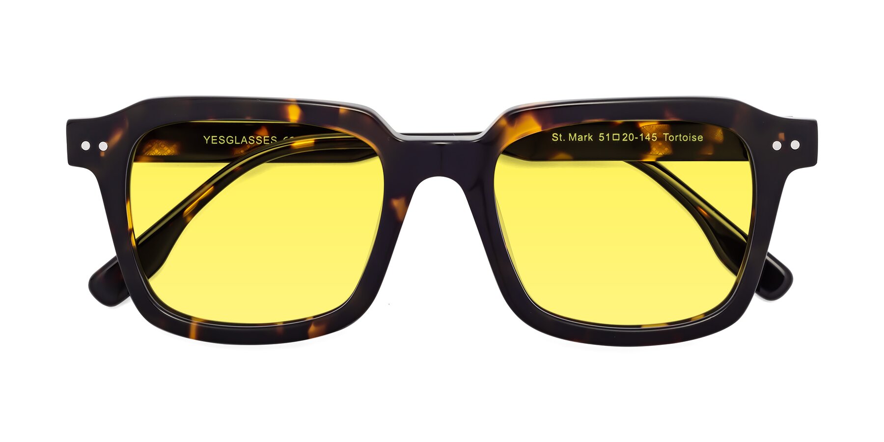 Folded Front of St. Mark in Tortoise with Medium Yellow Tinted Lenses
