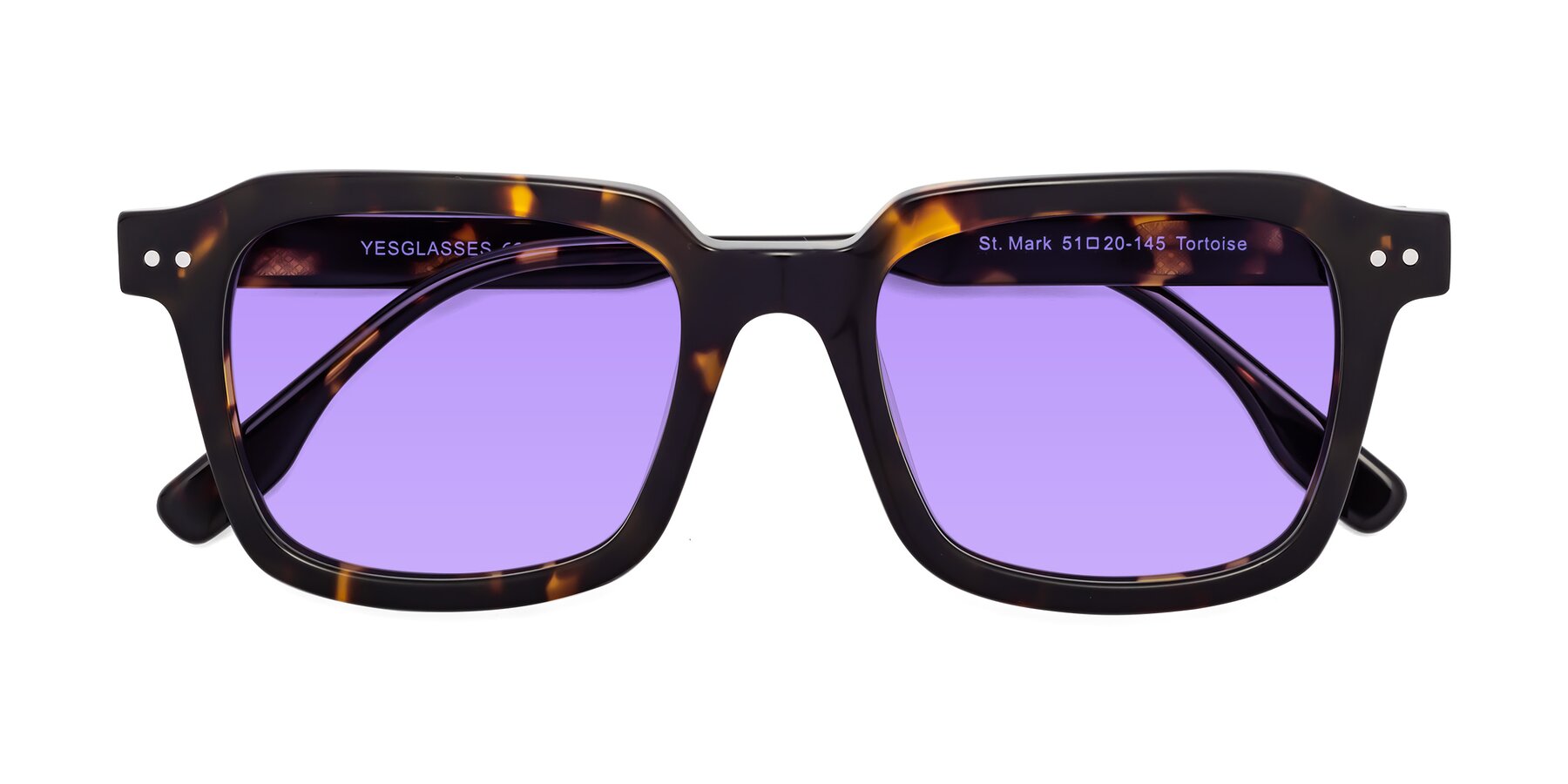Folded Front of St. Mark in Tortoise with Medium Purple Tinted Lenses