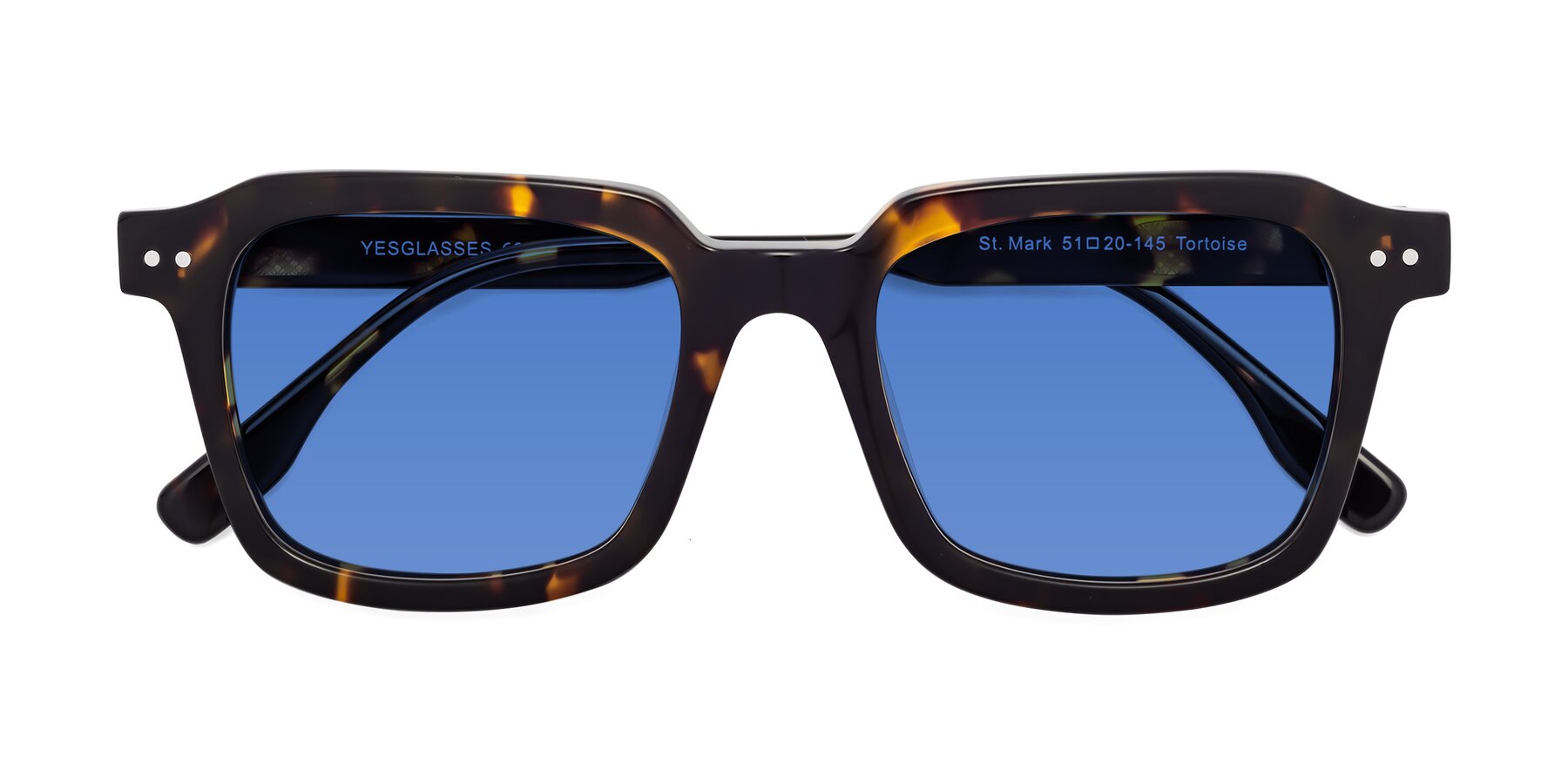 Folded Front of St. Mark in Tortoise with Blue Tinted Lenses