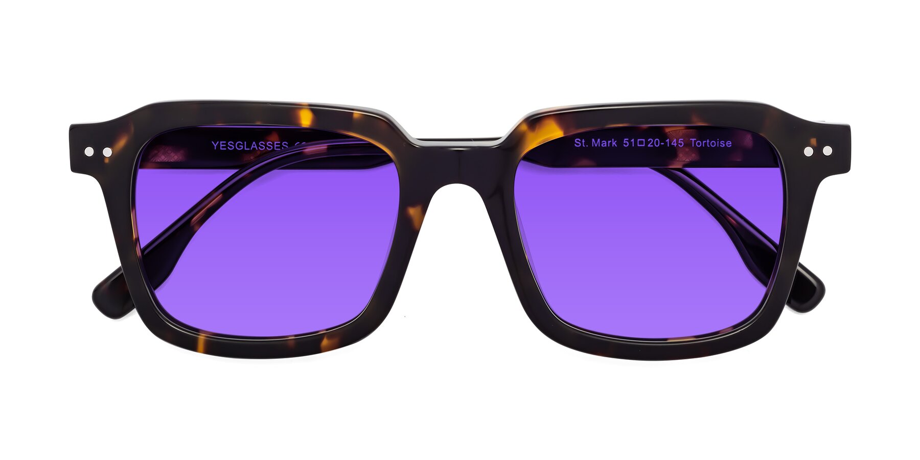 Folded Front of St. Mark in Tortoise with Purple Tinted Lenses