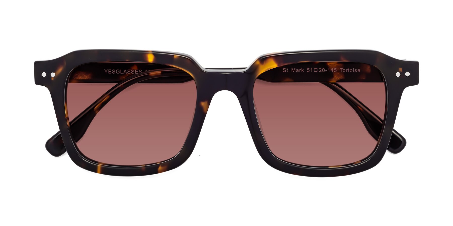 Folded Front of St. Mark in Tortoise with Garnet Tinted Lenses