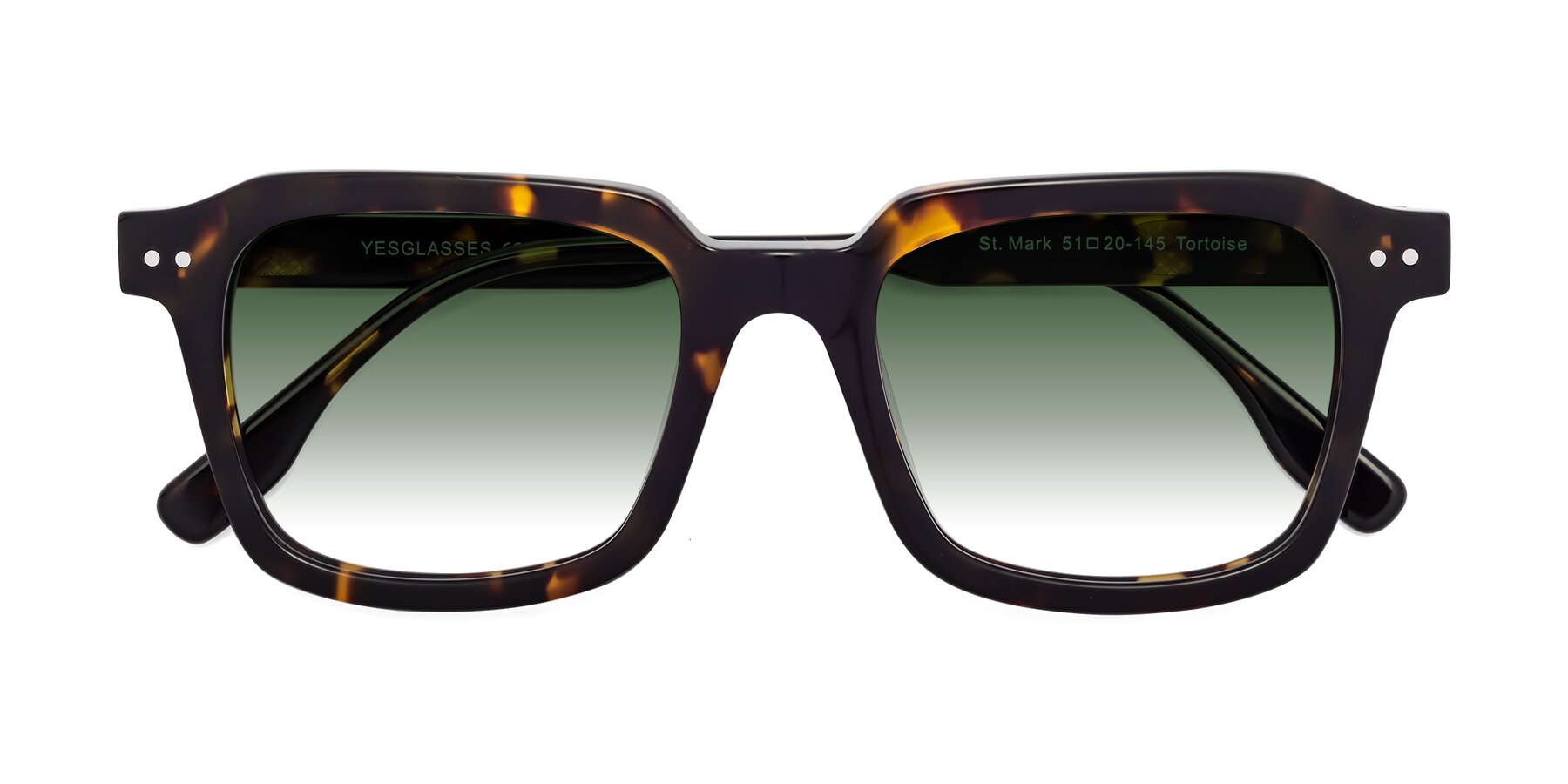 Folded Front of St. Mark in Tortoise with Green Gradient Lenses
