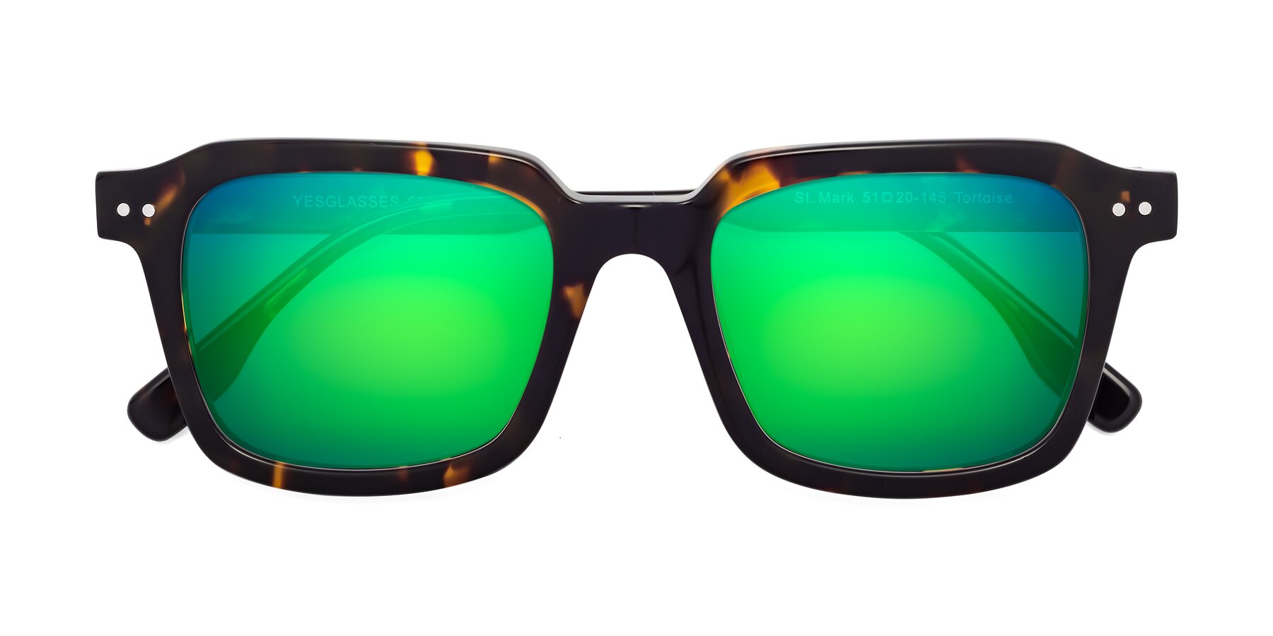 Folded Front of St. Mark in Tortoise with Green Mirrored Lenses