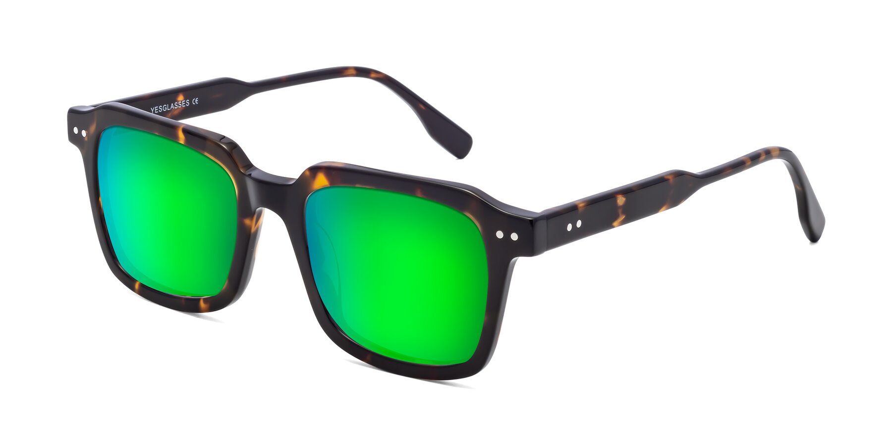 Angle of St. Mark in Tortoise with Green Mirrored Lenses