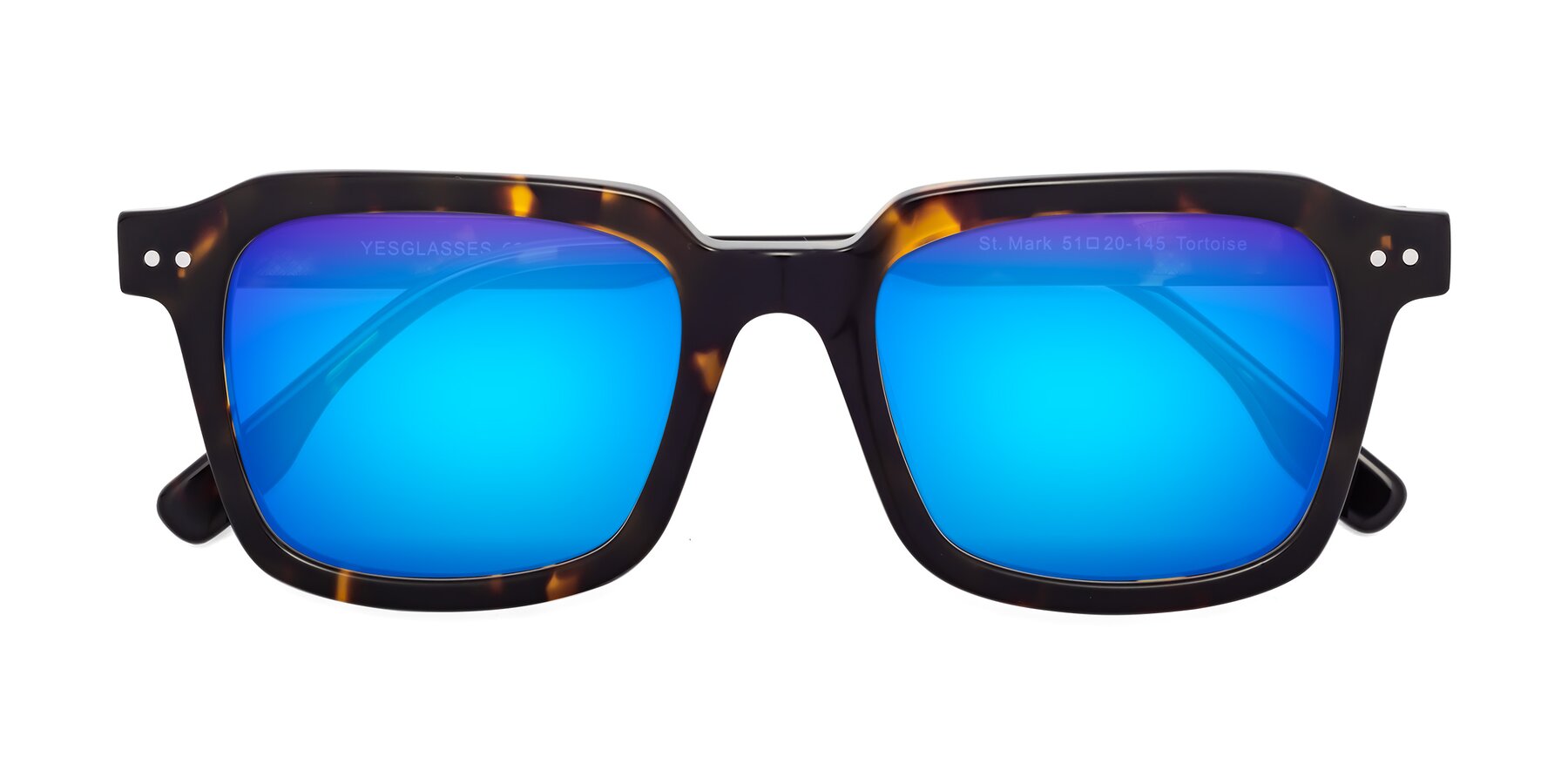 Folded Front of St. Mark in Tortoise with Blue Mirrored Lenses