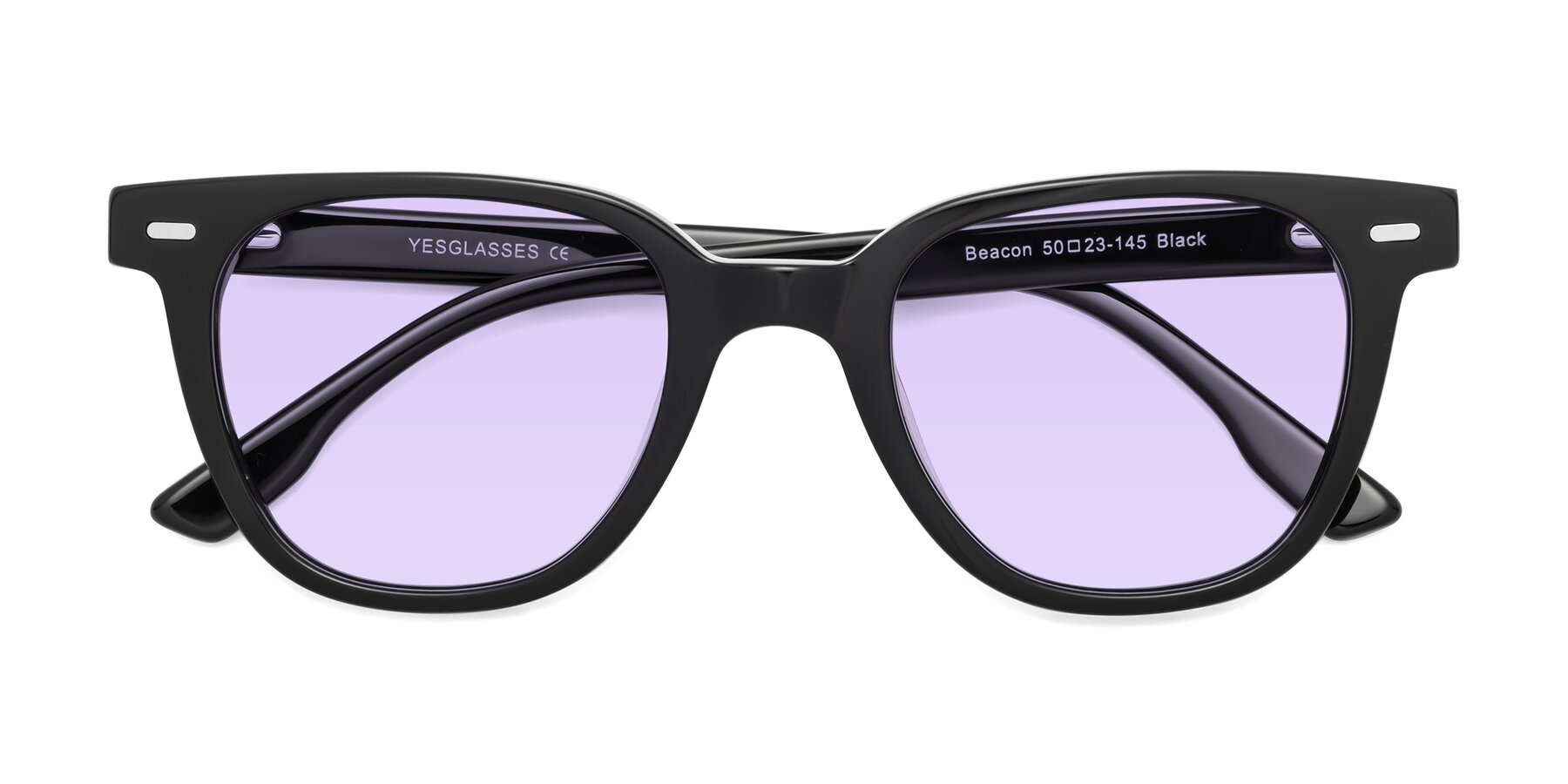 Folded Front of Beacon in Black with Light Purple Tinted Lenses