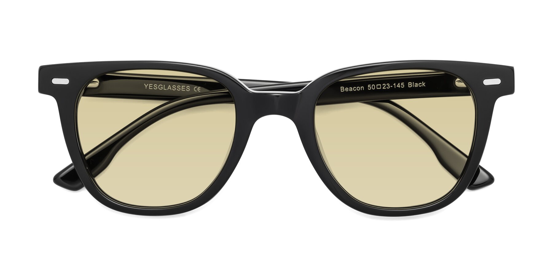 Folded Front of Beacon in Black with Light Champagne Tinted Lenses