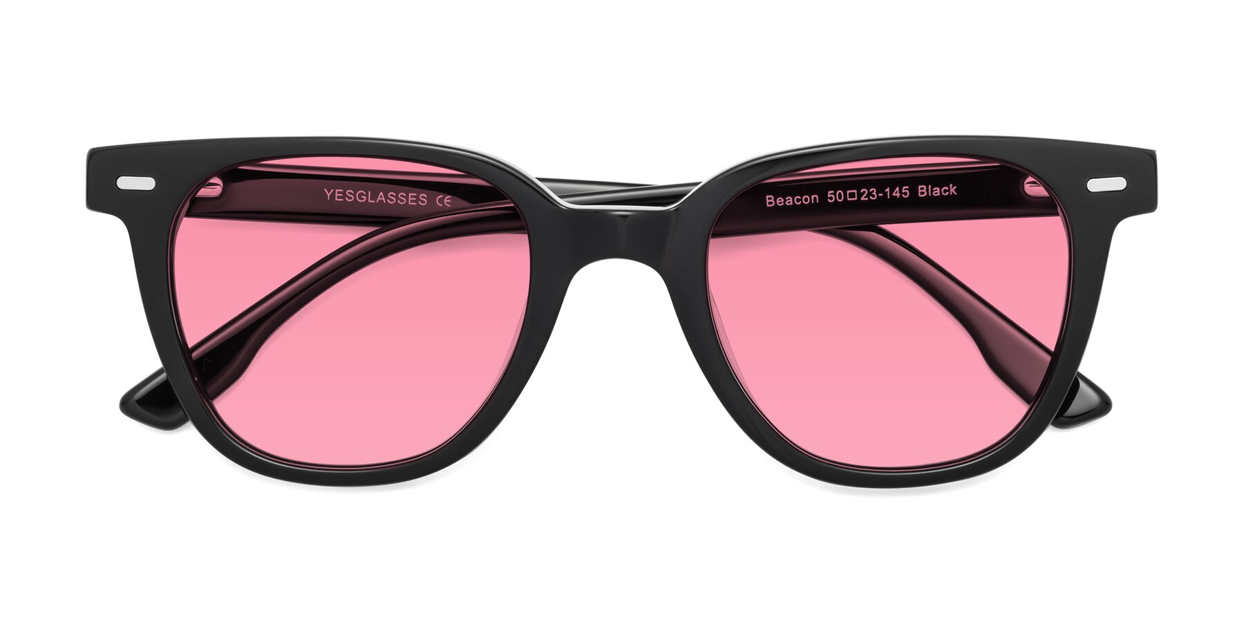Folded Front of Beacon in Black with Pink Tinted Lenses