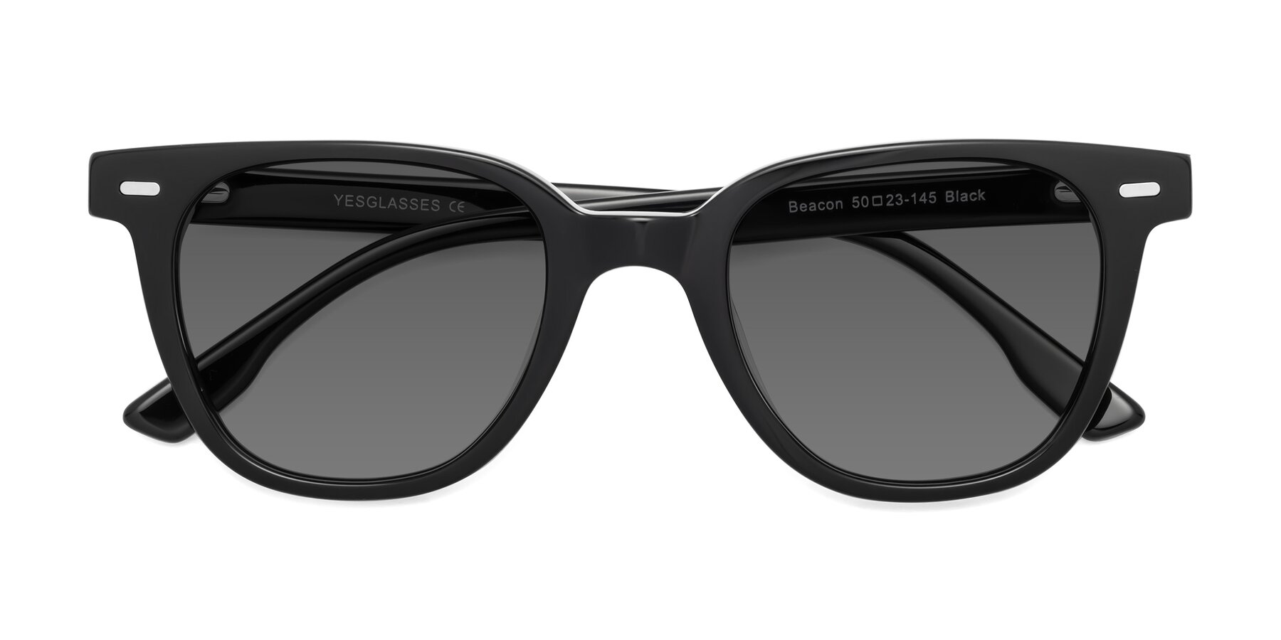 Folded Front of Beacon in Black with Medium Gray Tinted Lenses