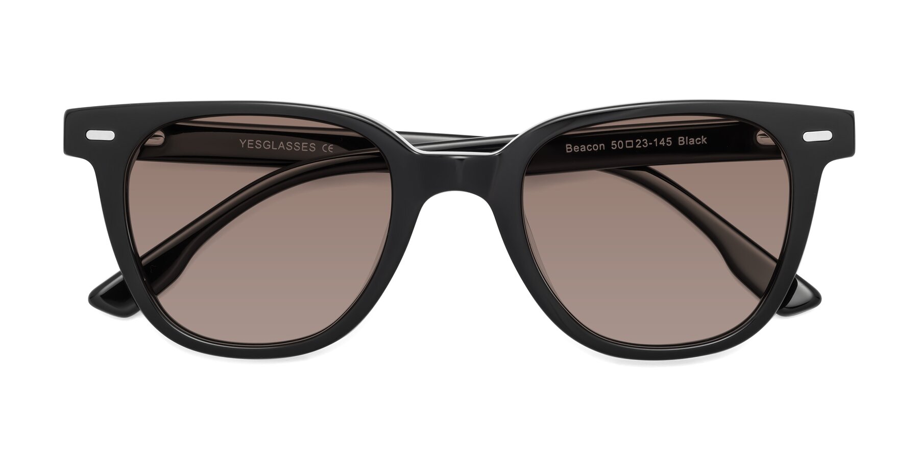 Folded Front of Beacon in Black with Medium Brown Tinted Lenses