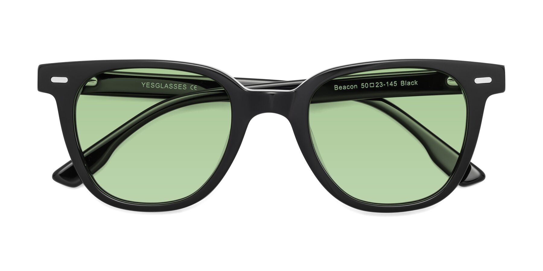 Folded Front of Beacon in Black with Medium Green Tinted Lenses