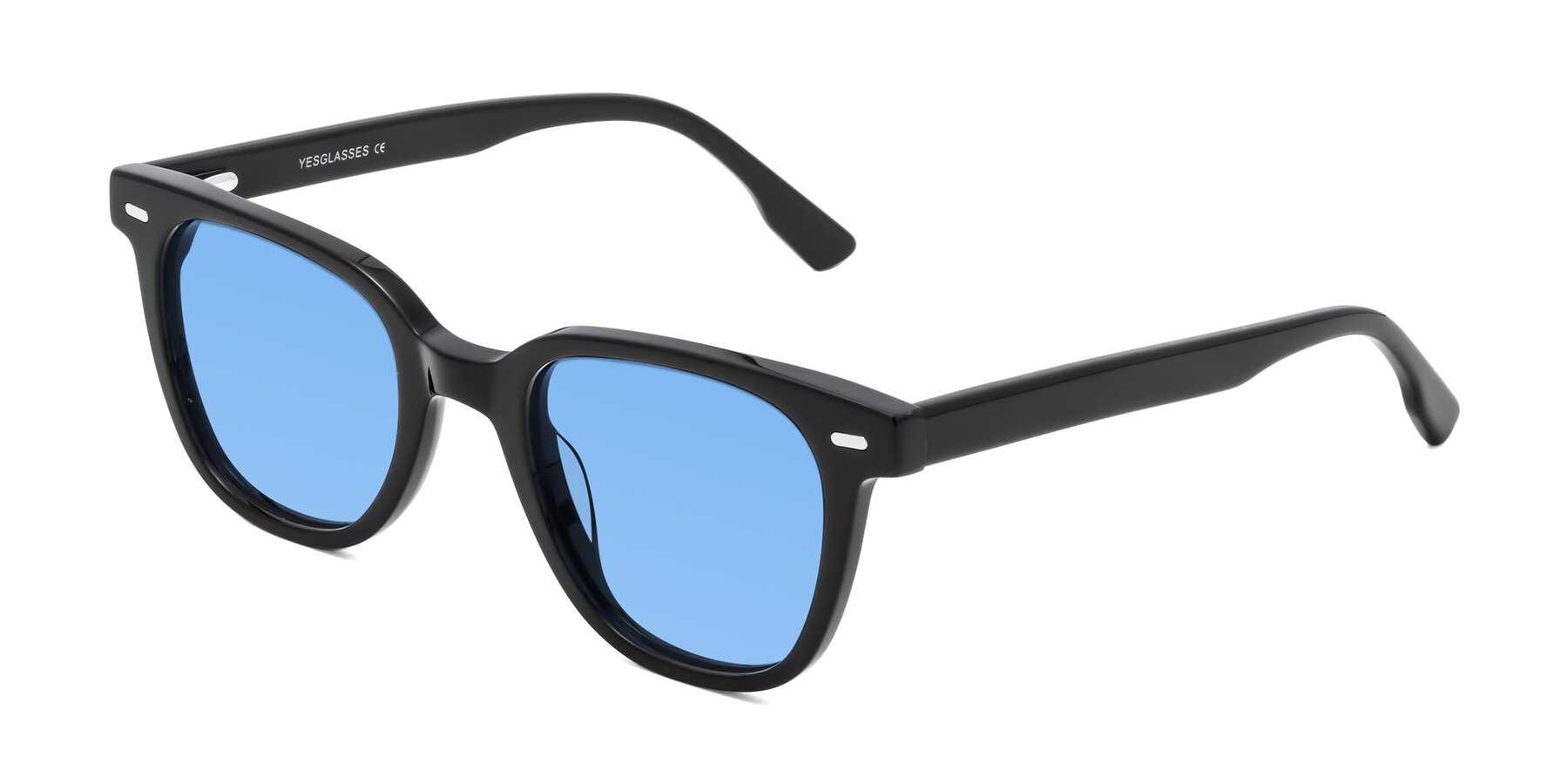 Angle of Beacon in Black with Medium Blue Tinted Lenses