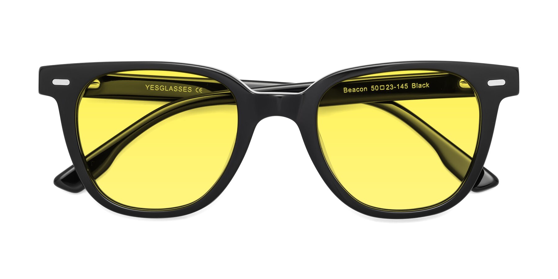 Folded Front of Beacon in Black with Medium Yellow Tinted Lenses