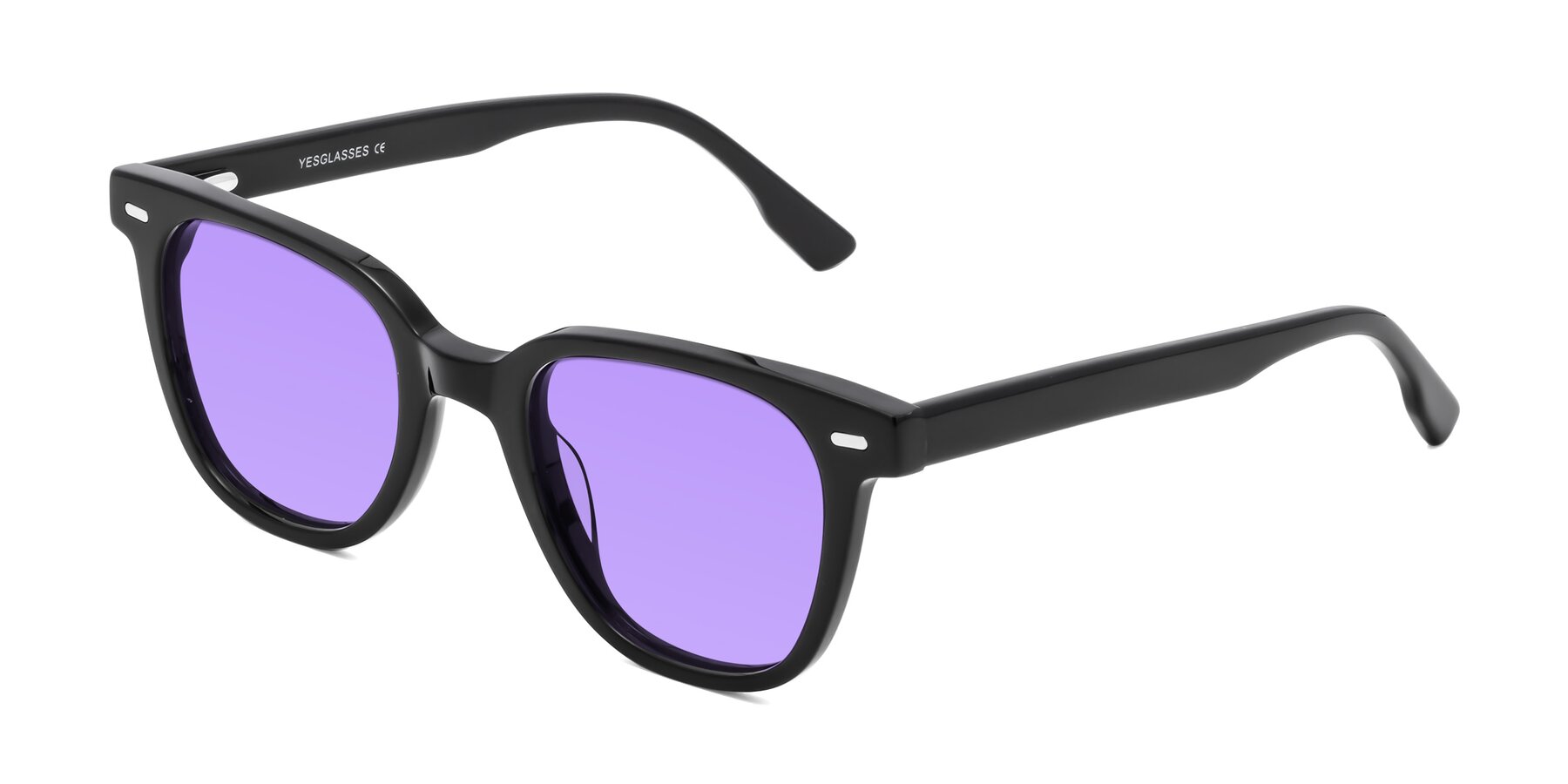 Angle of Beacon in Black with Medium Purple Tinted Lenses