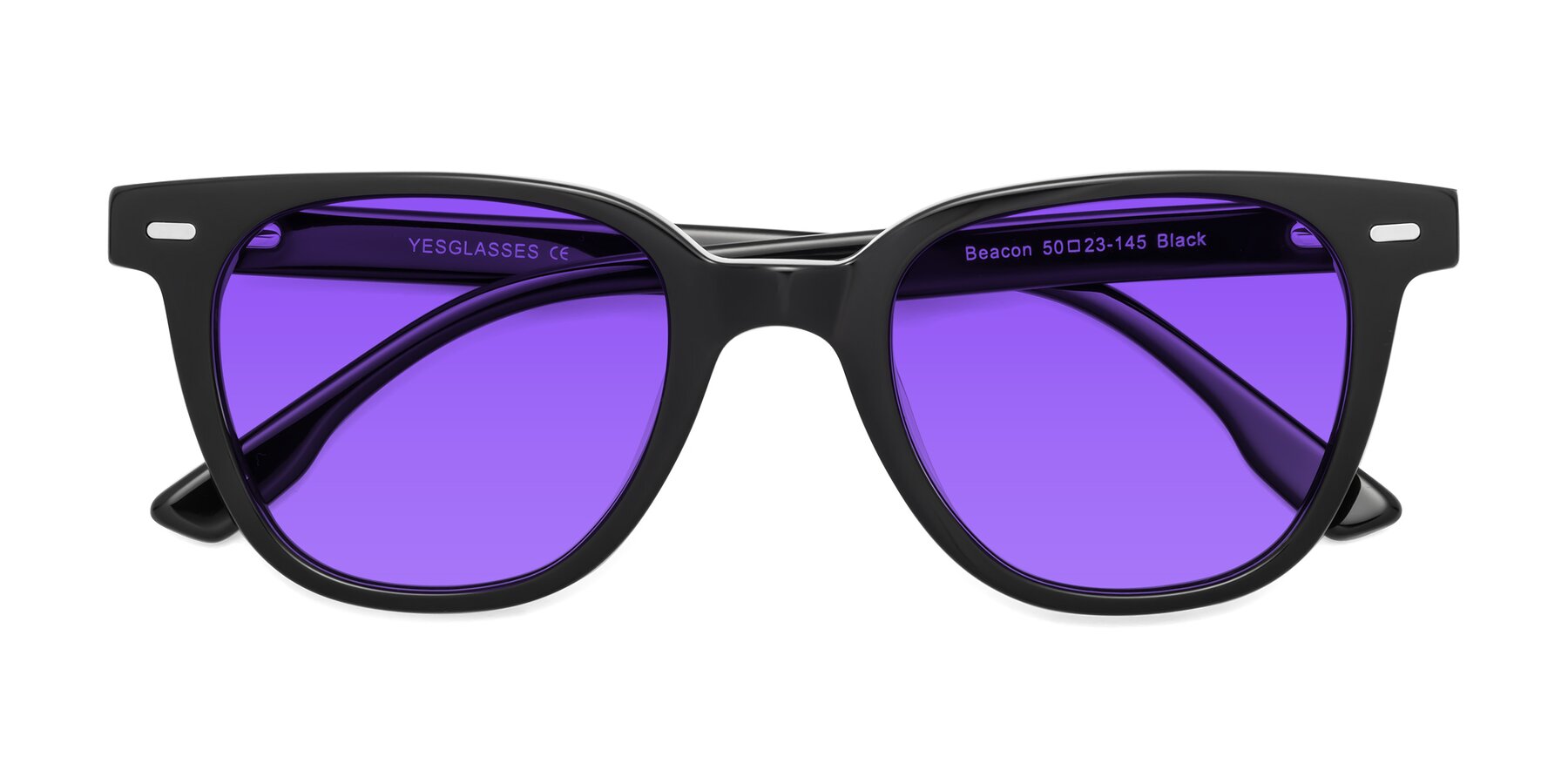 Folded Front of Beacon in Black with Purple Tinted Lenses
