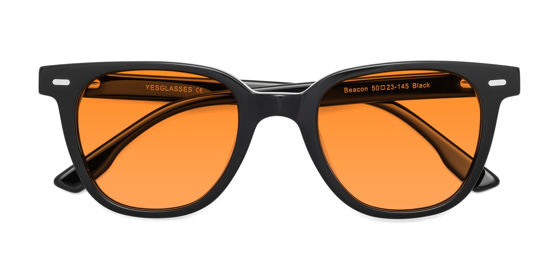 Folded Front of Beacon in Black with Orange Tinted Lenses