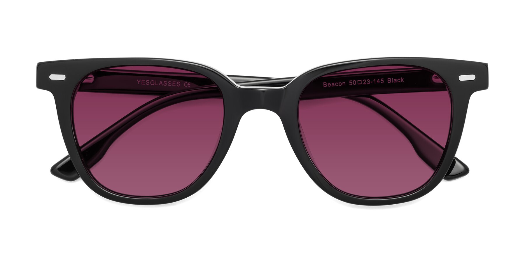 Folded Front of Beacon in Black with Wine Tinted Lenses