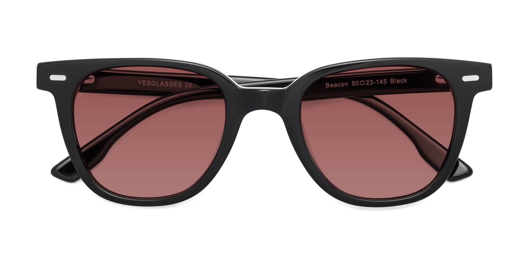 Folded Front of Beacon in Black with Garnet Tinted Lenses