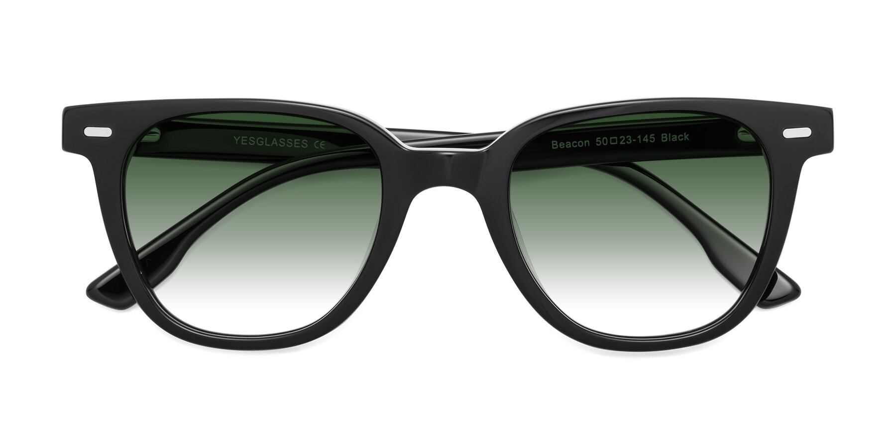 Folded Front of Beacon in Black with Green Gradient Lenses