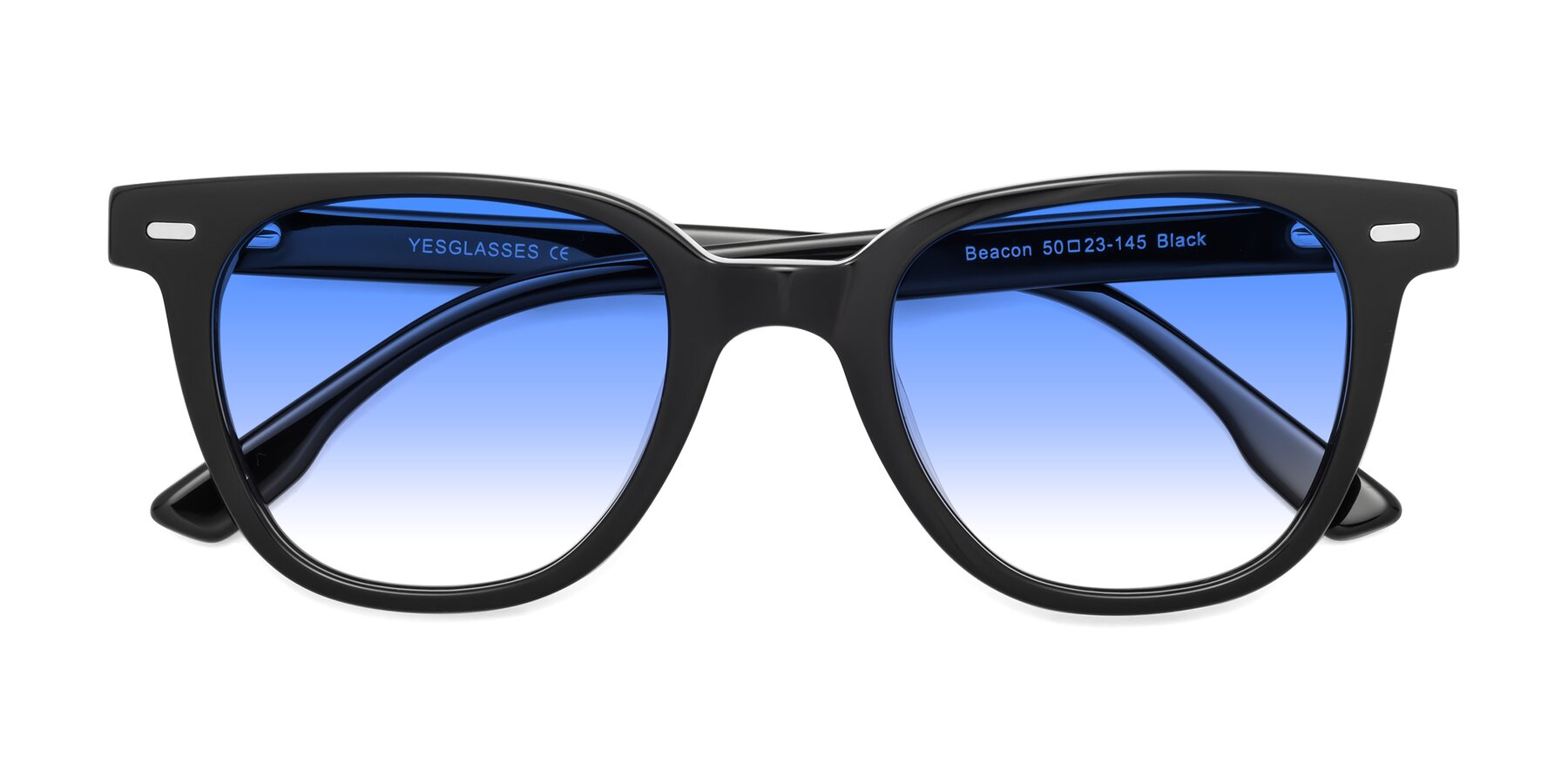 Folded Front of Beacon in Black with Blue Gradient Lenses