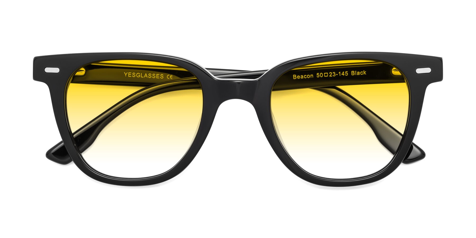 Folded Front of Beacon in Black with Yellow Gradient Lenses